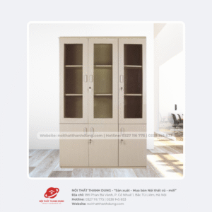 Tủ gỗ hồ sơ 3 cánh kính