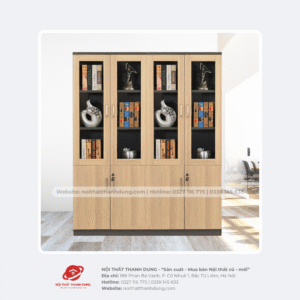 Tủ gỗ hồ sơ 4 cánh kính