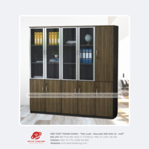 Tủ gỗ hồ sơ 5 cánh (4 cánh kính, 1 cánh gỗ)